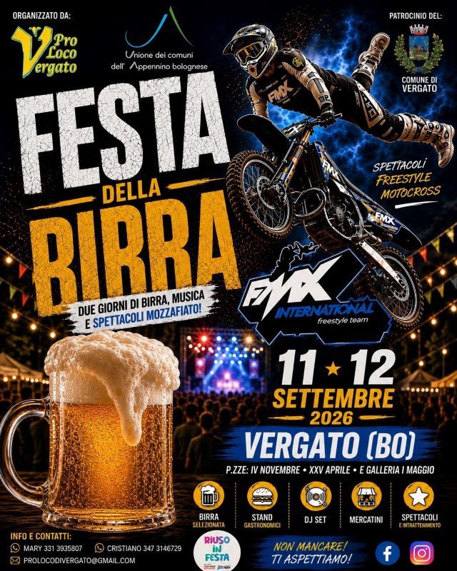 VERGATO (BO): Festa della Birra, una quarta edizione tra gastronomia, musica e freestyle motocross
