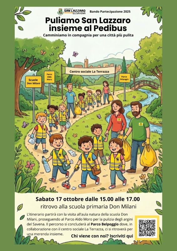“Puliamo S.Lazzaro insieme al Pedibus”: sabato 17 ottobre l’ultimo appuntamento con le passeggiate ecologiche