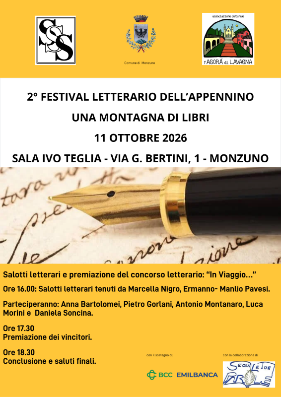 II Festival Letterario “Una montagna di libri”: domenica 11 ottobre la premiazione a Monzuno